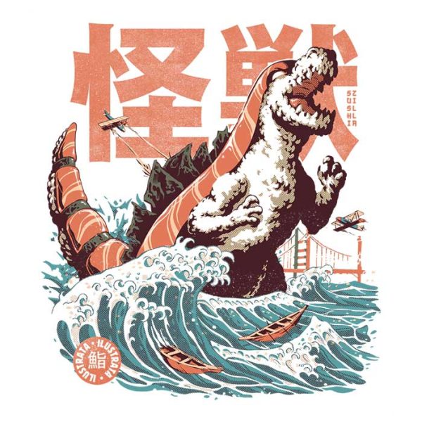 The Sushizilla - Shower Curtain For Discount - Image 2