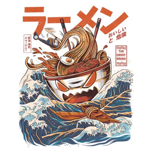 Great Ramen Off Kanagawa - Throw Pillow on Sale - Image 2