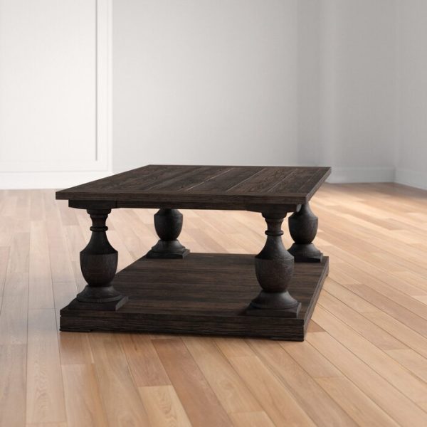Coffee Bean Shameka Solid Wood Floor Shelf Coffee Table with Storage #AD156 Discount - Image 4