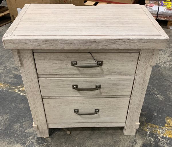 Deschamp 3 Drawer Nightstand Distressed White 792CDR Online - Image 2