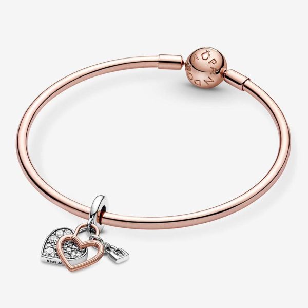 PANDORA : Heart Padlock Double Dangle Charm Hot on Sale - Image 5